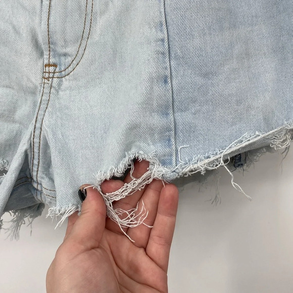 Abercrombie & Fitch The Cutoff Shorts Womens Sz 27 4 Blue High Rise Denim Frayed - Picture 3 of 9